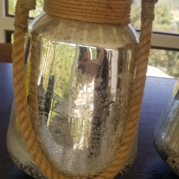 TWO MERCURY GLASS LAMP VASES - Picture 3 of 4